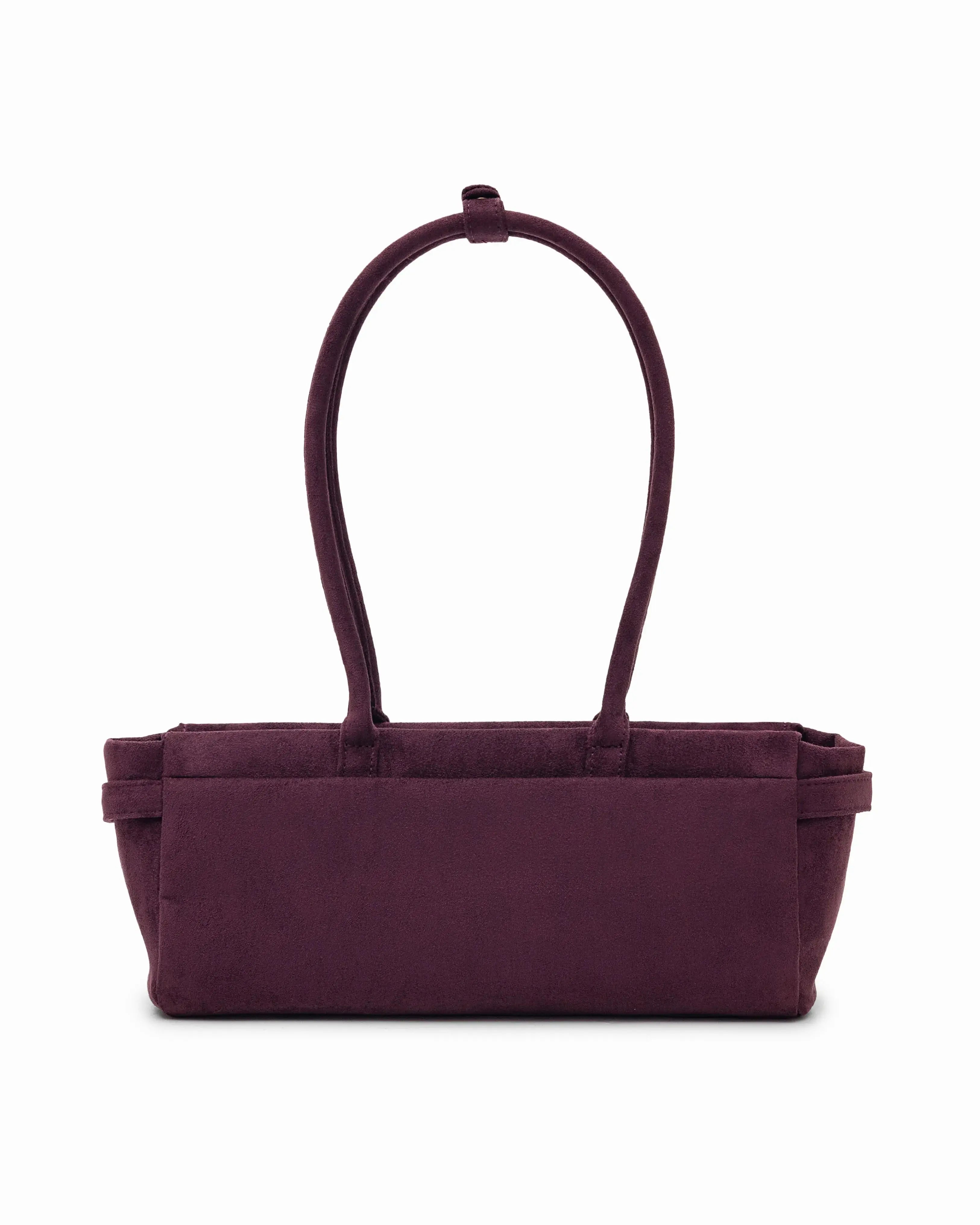 VALENTINA SUEDE BAGUETTE BAG IN BURGUNDY TSL Singapore