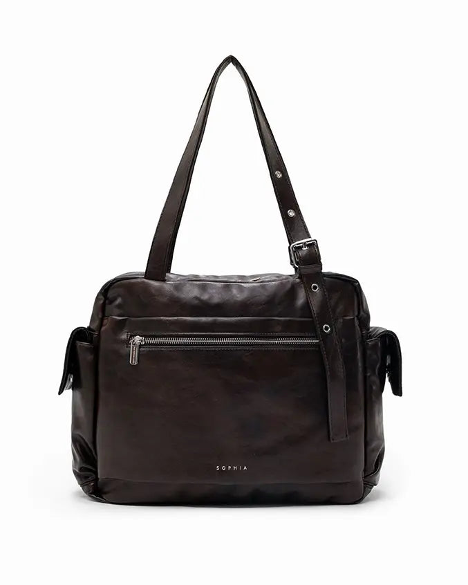 The Sophia Label - EVERYDAY CITY TOTE BAG IN ESPRESSO BROWN