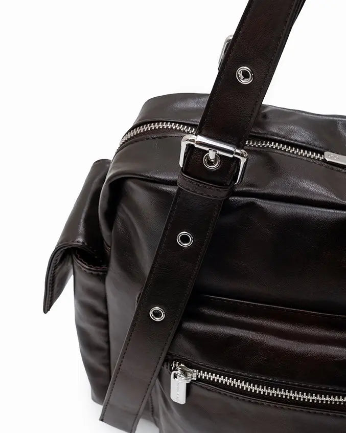 The Sophia Label - EVERYDAY CITY TOTE BAG IN ESPRESSO BROWN