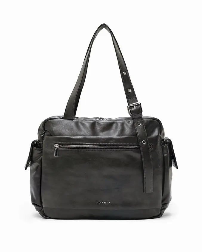 The Sophia Label - EVERYDAY CITY TOTE BAG IN OBSIDIAN GREY