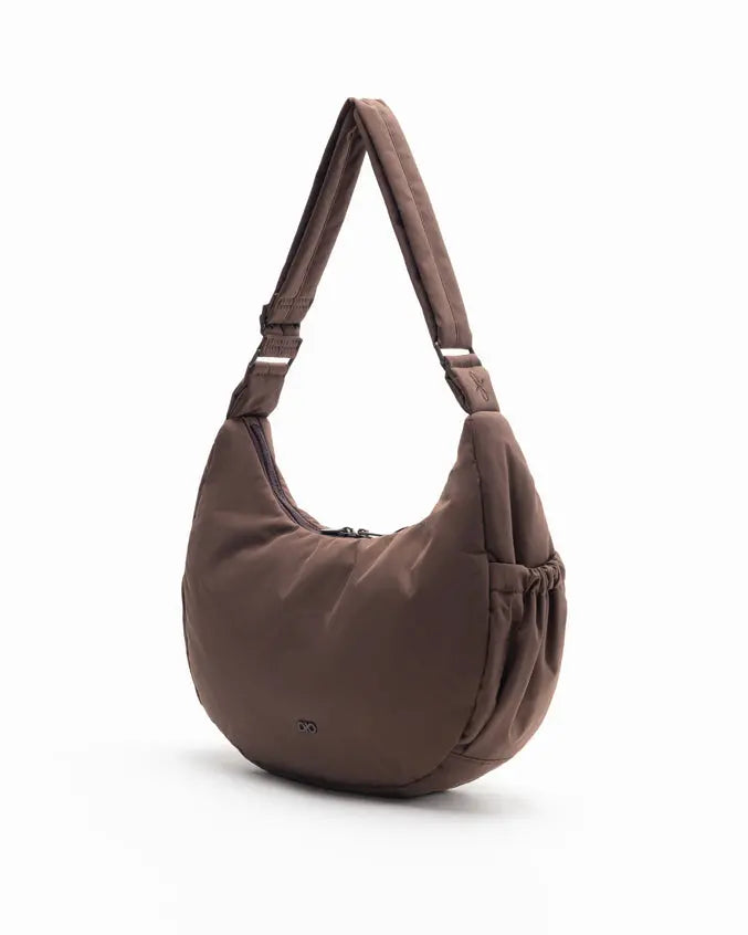 L COSY LUXE CRESCENT BAG IN PECAN The Sophia Label
