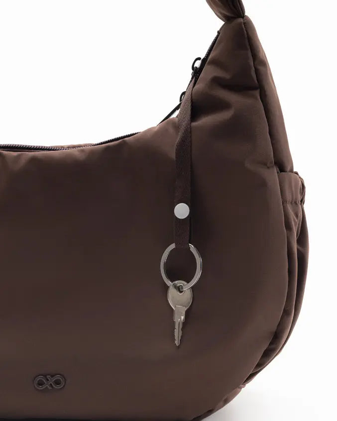 L COSY LUXE CRESCENT BAG IN PECAN The Sophia Label