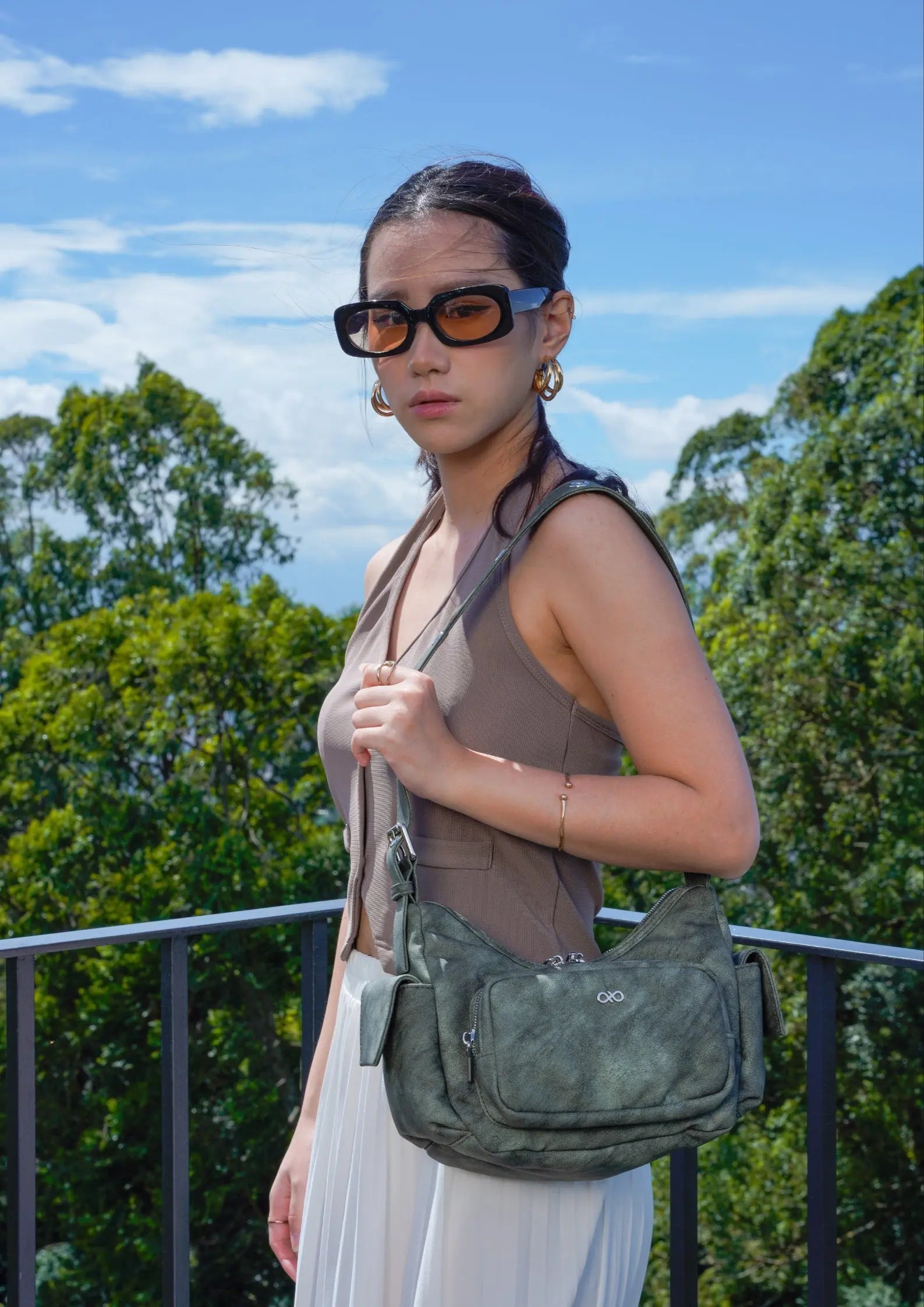 TATE POCKET HANDBAG IN MOSS The Sophia Label