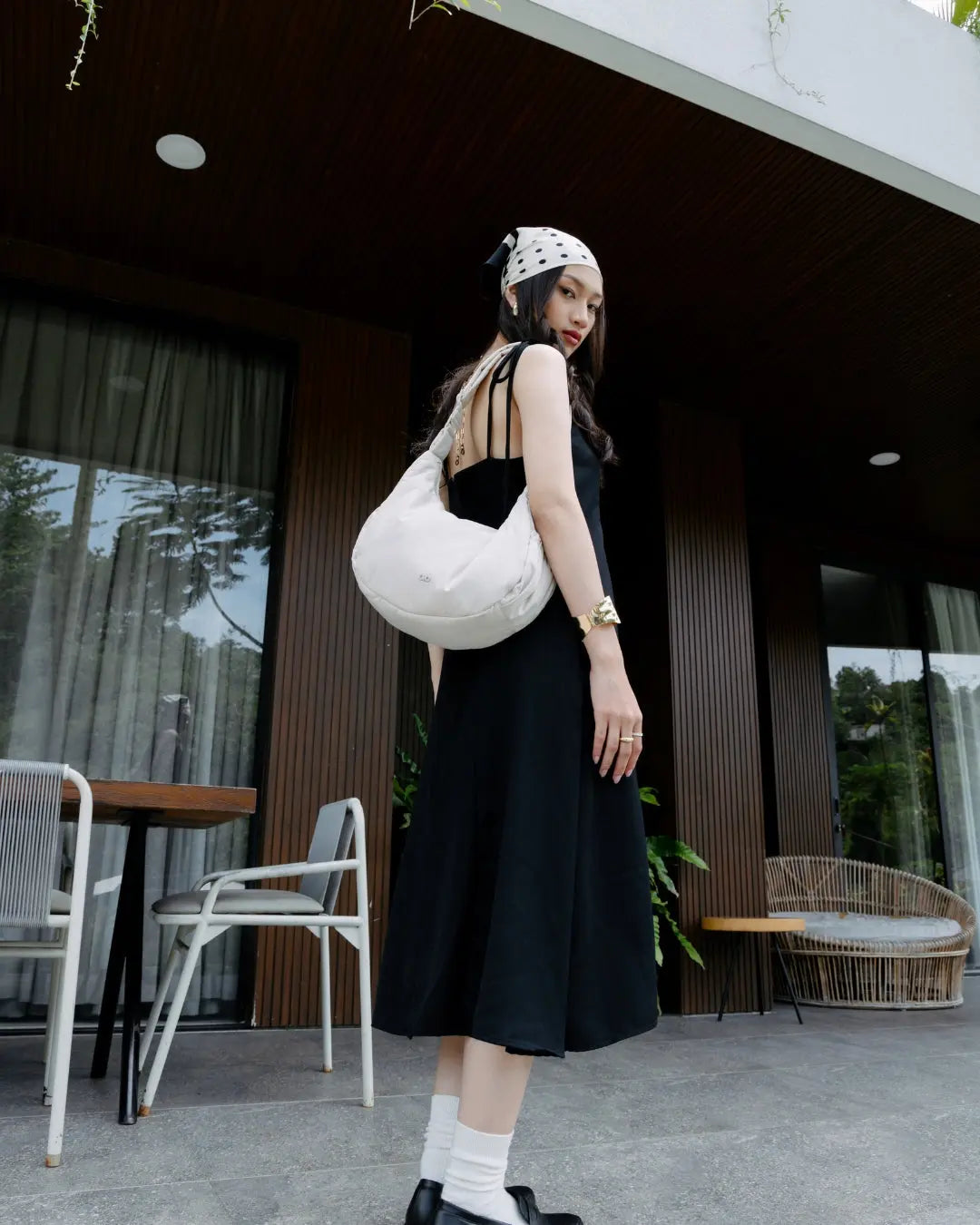 L COSY LUXE CRESCENT BAG IN OAT The Sophia Label