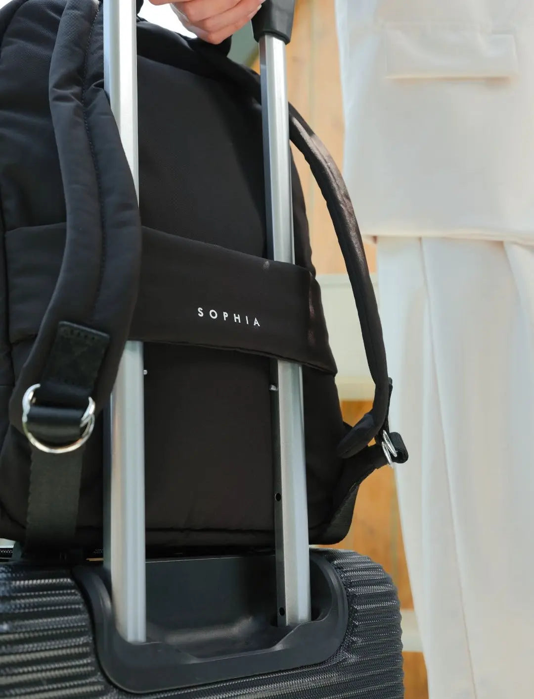 COSY LUXE COMMUTER BACKPACK IN JET BLACK The Sophia Label