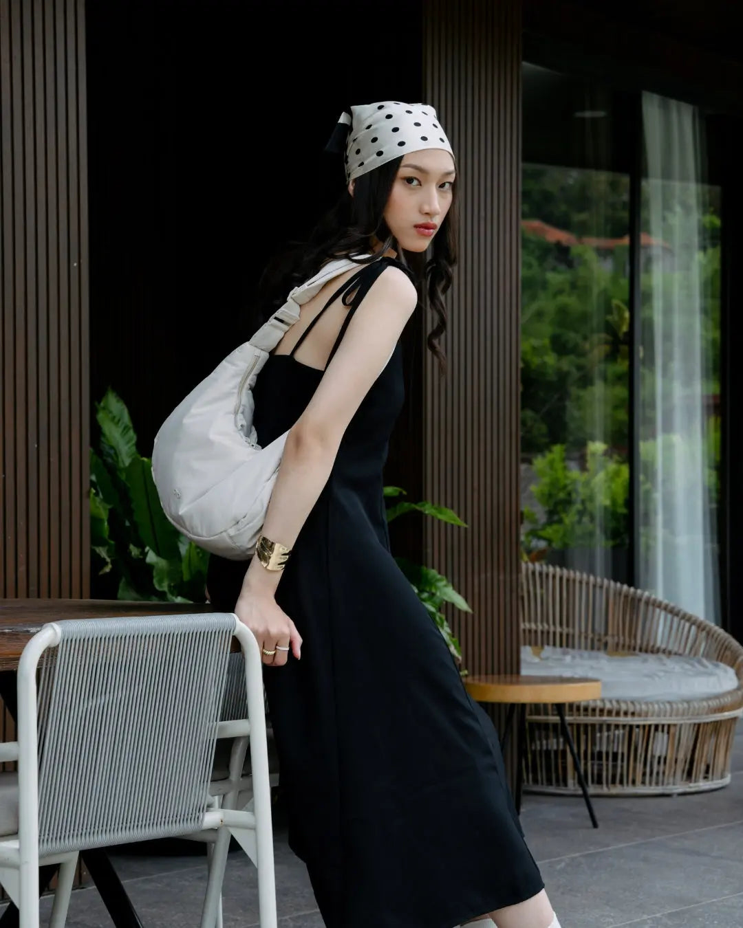 L COSY LUXE CRESCENT BAG IN OAT The Sophia Label