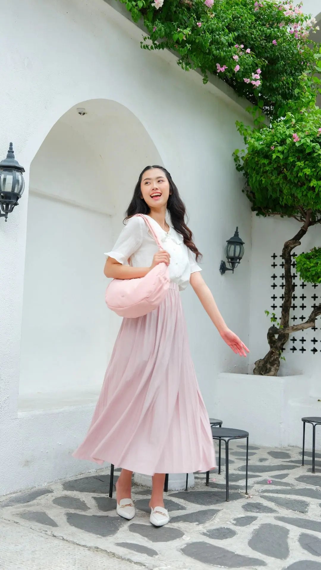 L COSY LUXE CRESCENT BAG IN BLUSH The Sophia Label