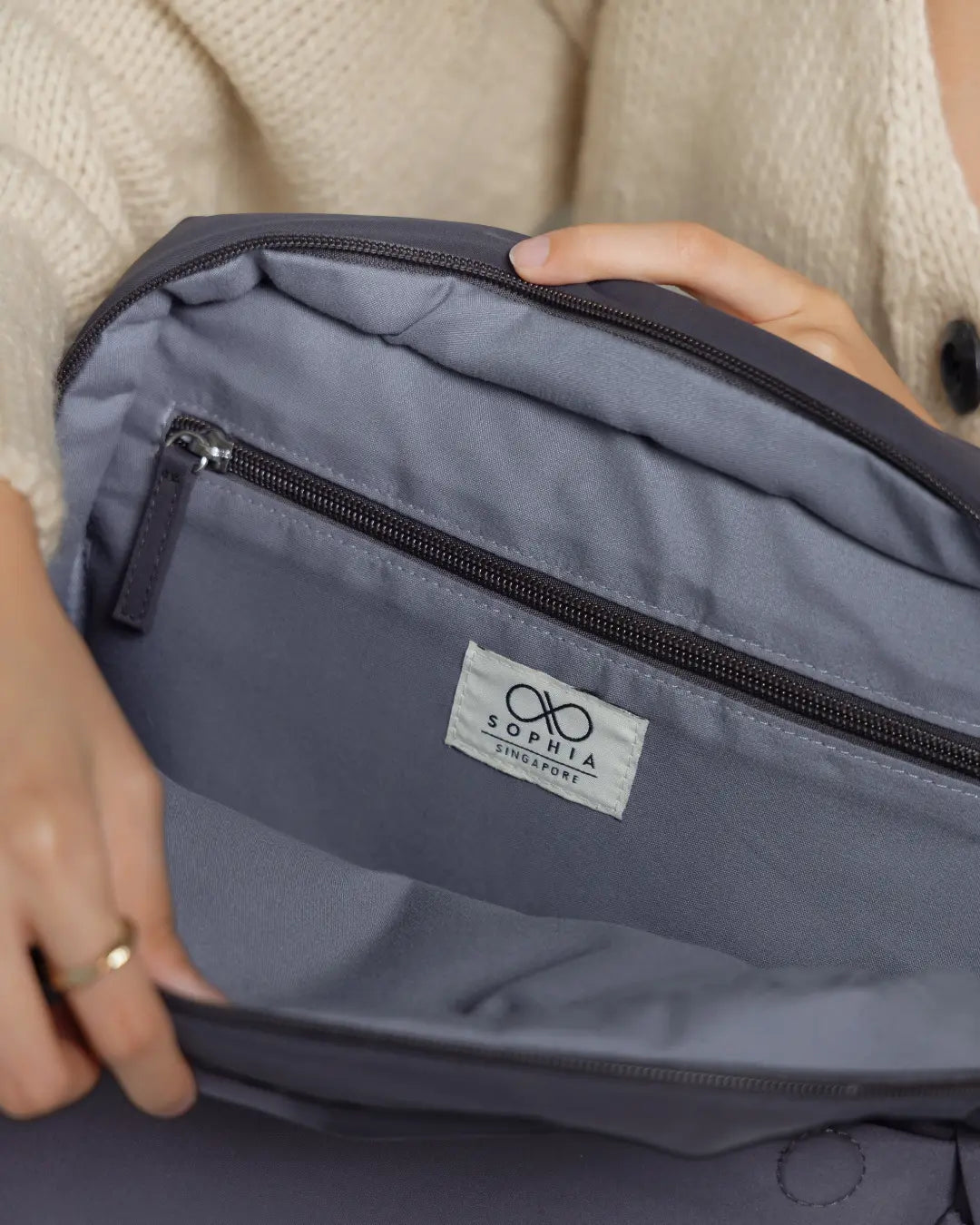 COSY LUXE UTILITY BACKPACK IN CHARCOAL TSL Singapore