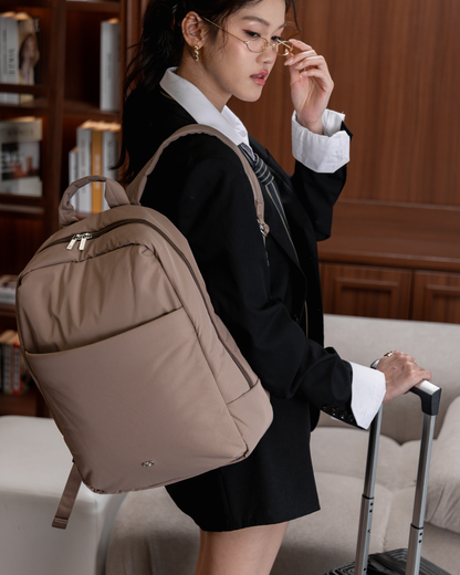 COSY LUXE XL COMMUTER BACKPACK IN TAUPE