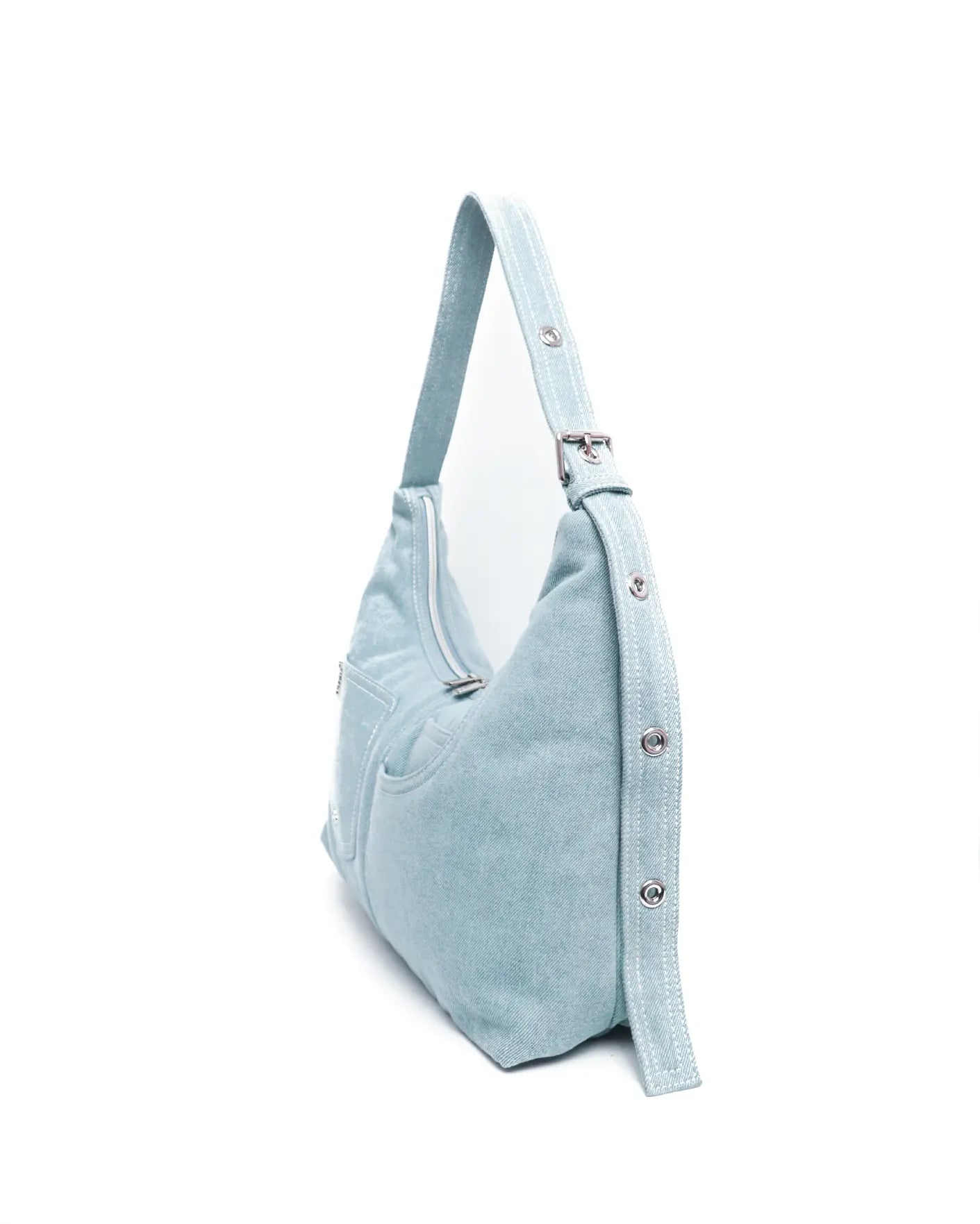 SIGNATURE POCKET HOBO BAG IN LIGHT WASH DENIM TSL Singapore