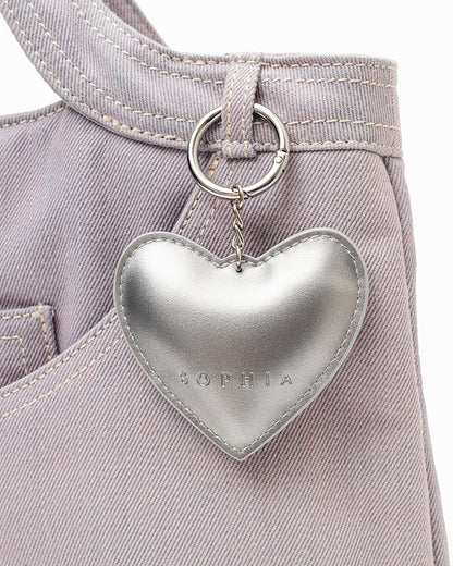 SIGNATURE POCKET DENIM TOTE BAG IN PURPLE DENIM