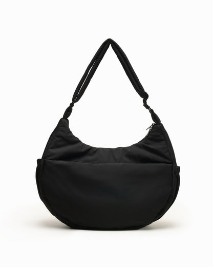 XL COSY LUXE CRESCENT BAG IN JET BLACK