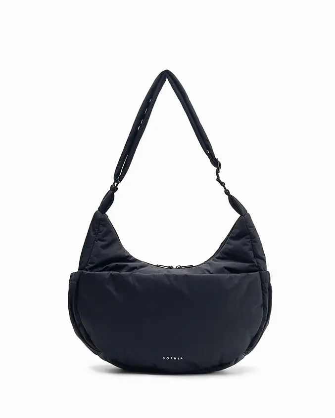 XL POSH CRESCENT BAG IN JET BLACK TSL Singapore