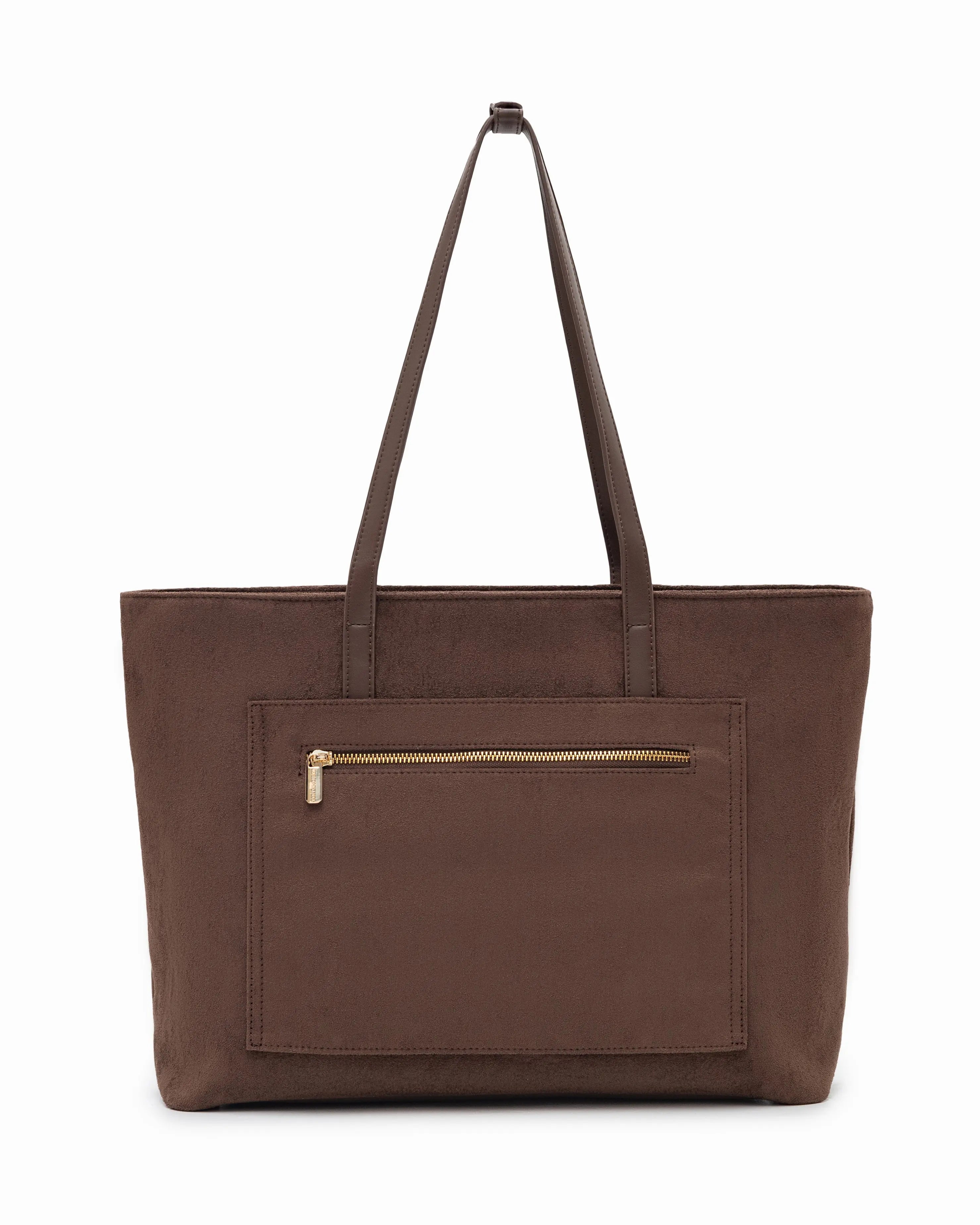VALENTINA SUEDE TOTE BAG IN ESPRESSO TSL Singapore