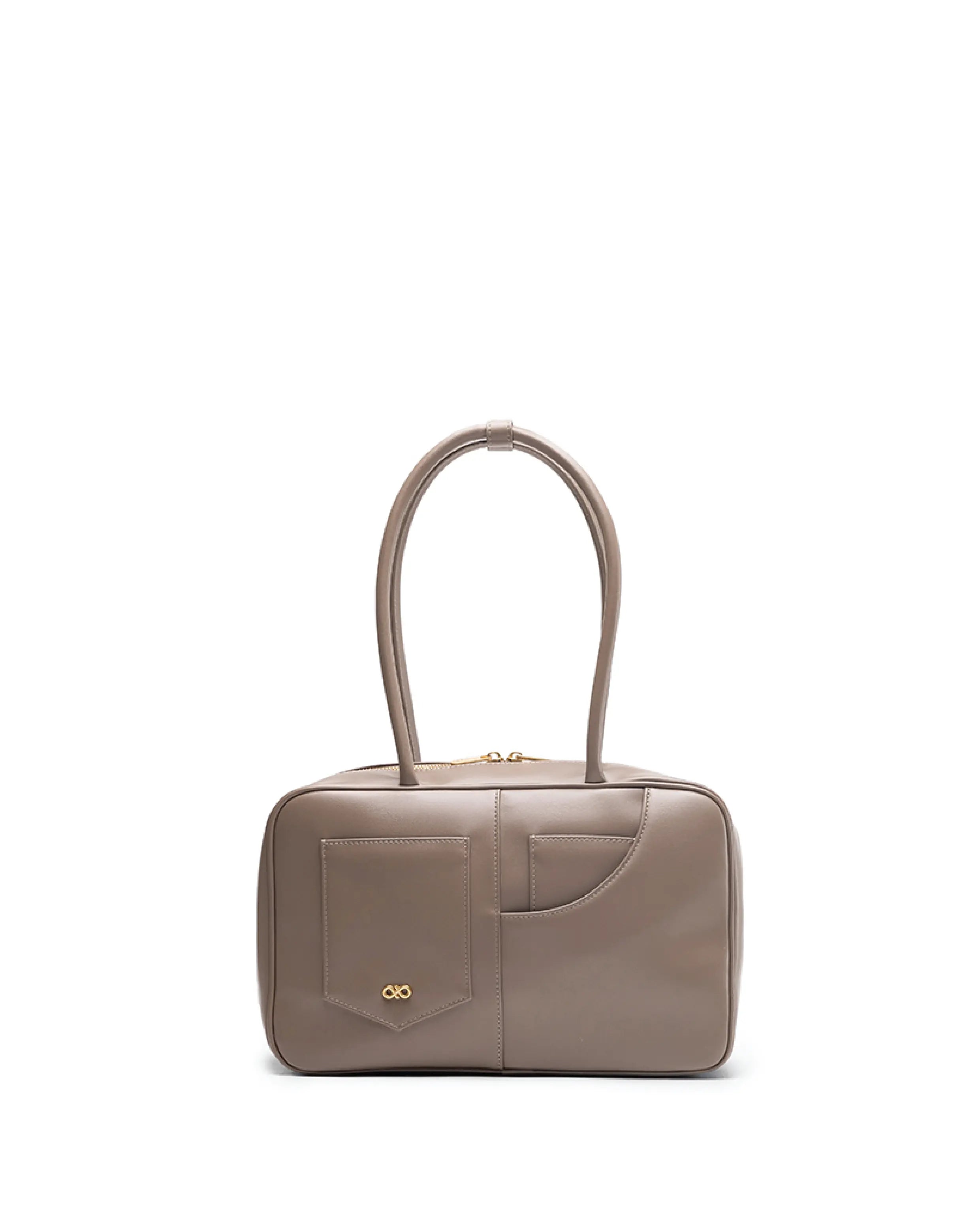 SIGNATURE POCKET M REI TOTE BAG IN TAUPE TSL Singapore