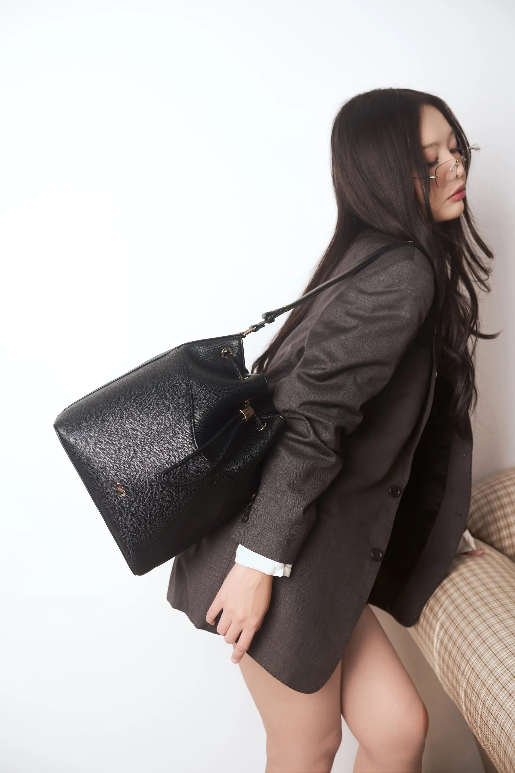 IMPERFECTLY YOURS BUCKET BAG IN BLACK 